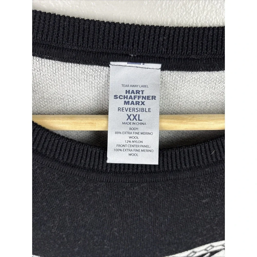 Reversible Merino Wool Sweater Fair Isles Hart Schaffer Marx Black And White XXL